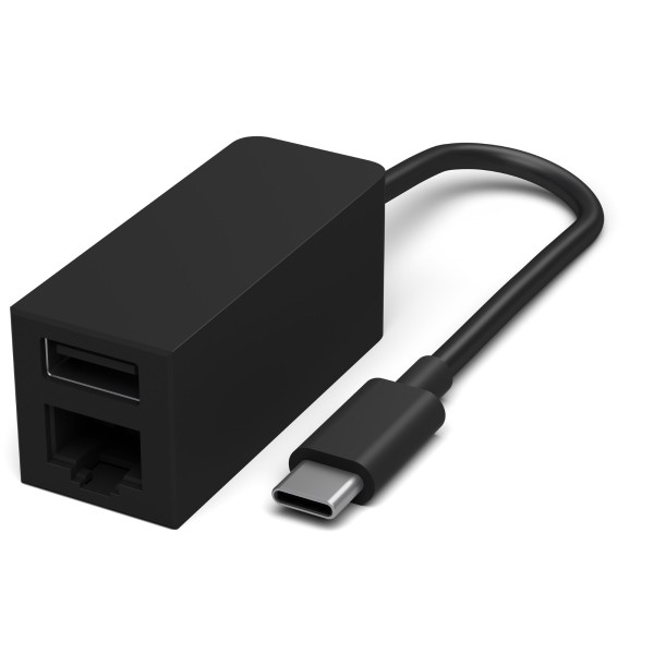 Microsoft Surface USB-C to Ethernet and USB Adapter - Netzwerk-/USB-Adapter - USB-C 3.1 - Gigabit Ethernet x 1 + USB 3.1 x 1 - Schwarz - kommerziell