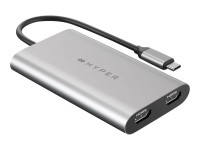 HyperDrive Dual - Videoadapter - 24 pin USB-C zu HDMI, 24 pin USB-C - USB-Stromversorgung (100 W), 4K30Hz (HDMI 2. Display), 4K60Hz (HDMI 1. Display)