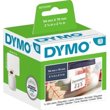 DYMO LabelWriter MultiPurpose - Papier - permanenter Klebstoff - weiß - 54 x 70 mm 320 Etikett(en) (1 Rolle(n) x 320) Mehrzwecketiketten - für DYMO LabelWriter 310, 315, 320, 330, 400, 450, 4XL, SE450, Wireless