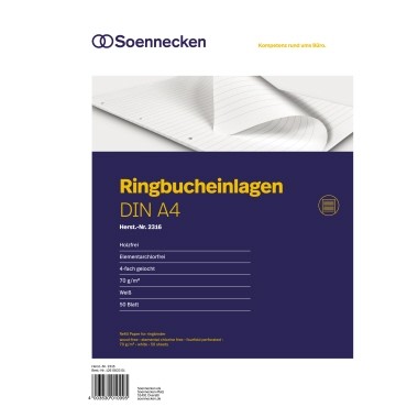 Soennecken Ringbucheinlage 2316 DIN A4 70g liniert 50 Bl./Pack.