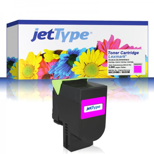 jetType Toner kompatibel zu Lexmark 80C2HM0 802HM magenta 3.000 Seiten 1 Stück