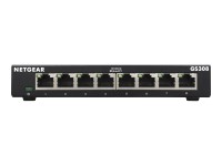 NETGEAR GS308v3 - Switch - unmanaged - 8 x 10/100/1000 - Desktop, wandmontierbar