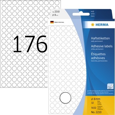 HERMA Markierungspunkt 2210 8mm Papier weiß 5.632 St./Pack.