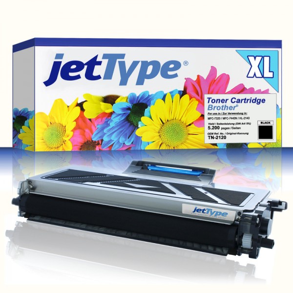 jetType Toner kompatibel zu Brother TN-2120 schwarz 5.200 Seiten Große Füllmenge 1 Stück