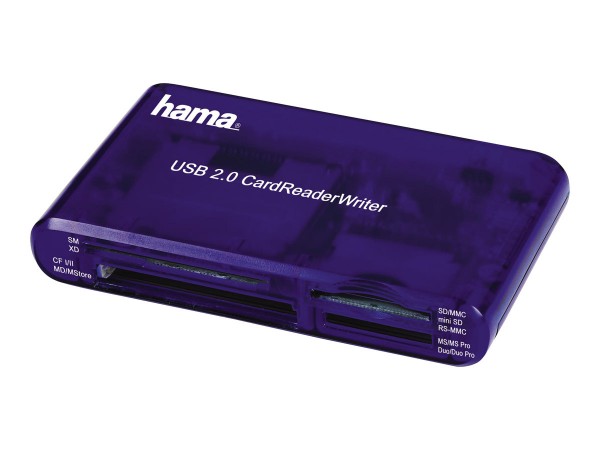 Hama USB 2.0 30 in 1 CardReaderWriter - Kartenleser - 35-in-1 (CF I, CF II, MS, MS PRO, Microdrive, MMC, SD, SM, MS Duo, xD, MS PRO Duo, RS-MMC) - USB 2.0