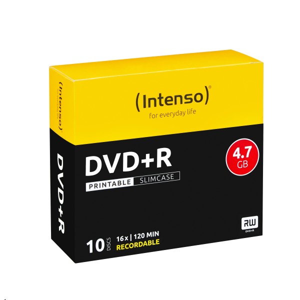 Intenso - 10 x DVD+R - 4.7 GB 16x - mit Tintenstrahldrucker bedruckbare Oberfläche - Slim Jewel Case
