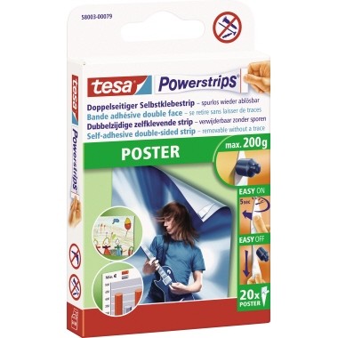 tesa Klebestücke Powerstrips Poster 58003-0079 14,5x33mm ws 20 St./Pack
