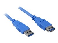 Sharkoon - USB-Verlängerungskabel - USB Typ A (M) zu USB Typ A (W) - USB 3.0 - 1 m - Blau