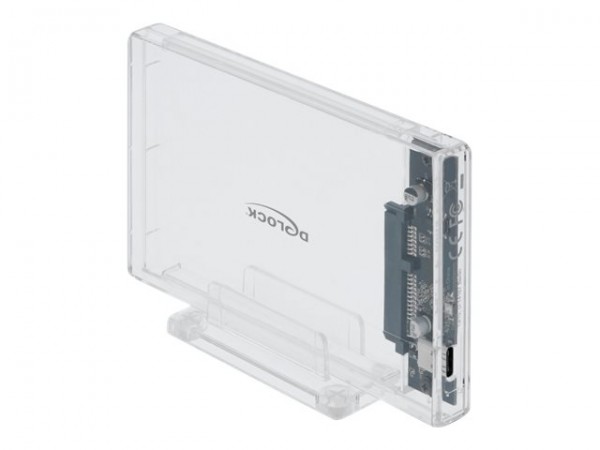 Delock External Enclosure for 2.5" SATA HDD / SSD with USB Type-C - Speichergehäuse - 2.5" (6.4 cm) - SATA 6Gb/s - USB 3.2 (Gen 2) - durchsichtig
