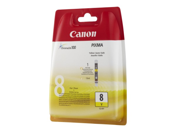 Canon CLI-8Y - 13 ml - Gelb - Original - Tintenbehälter - für PIXMA iP3500, iP4500, iP5300, MP510, MP520, MP610, MP960, MP970, MX700, MX850, Pro9000
