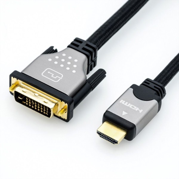 Roline - Videokabel - Dual Link - DVI-D (M) bis HDMI (M) - 3 m - abgeschirmt - Schwarz/Silber - 4K Unterstützung